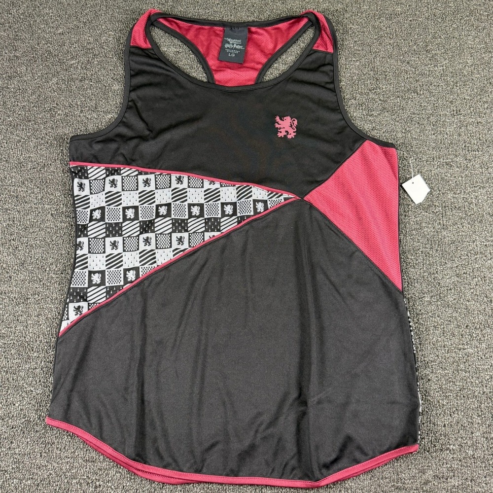 Universal Studios Tank Top Womens Large HP GRY ATHL TK Black Gryffindor EUC